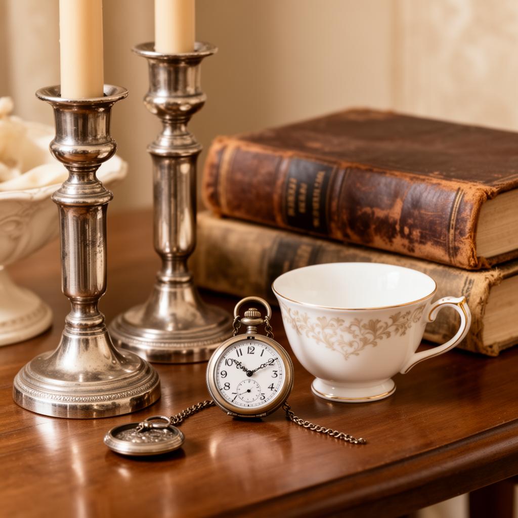 פריטי וינטג׳ — פמוטי כסף, ספרים עתיקים ושעון כיס